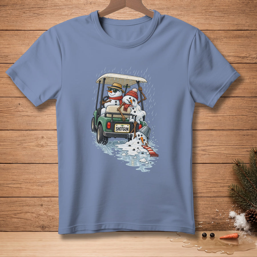 Shotgun: Golf Cart In The Rain ~ Comfort Colors Premium T-Shirt