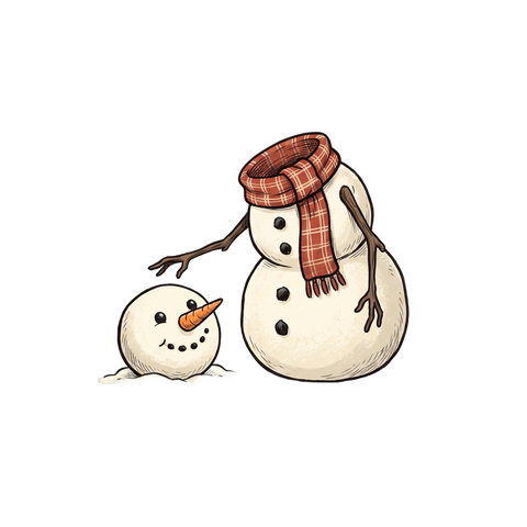 A snowman calmly reaching down to pick up his own head.