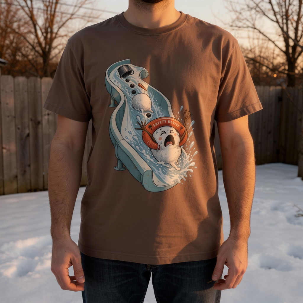 lifestyle scene ~ Safety Device: Water Slide Descent ~ Comfort Colors Premium T-Shirt ~ Snowman Dayz