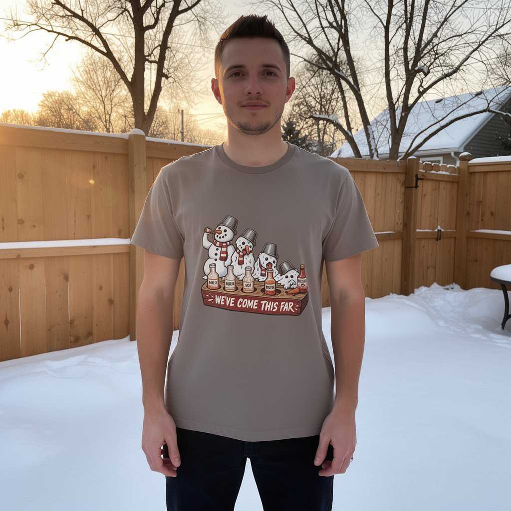 lifestyle scene ~ Too Far Gone ~ Comfort Colors Premium T-Shirt ~ Snowman Dayz