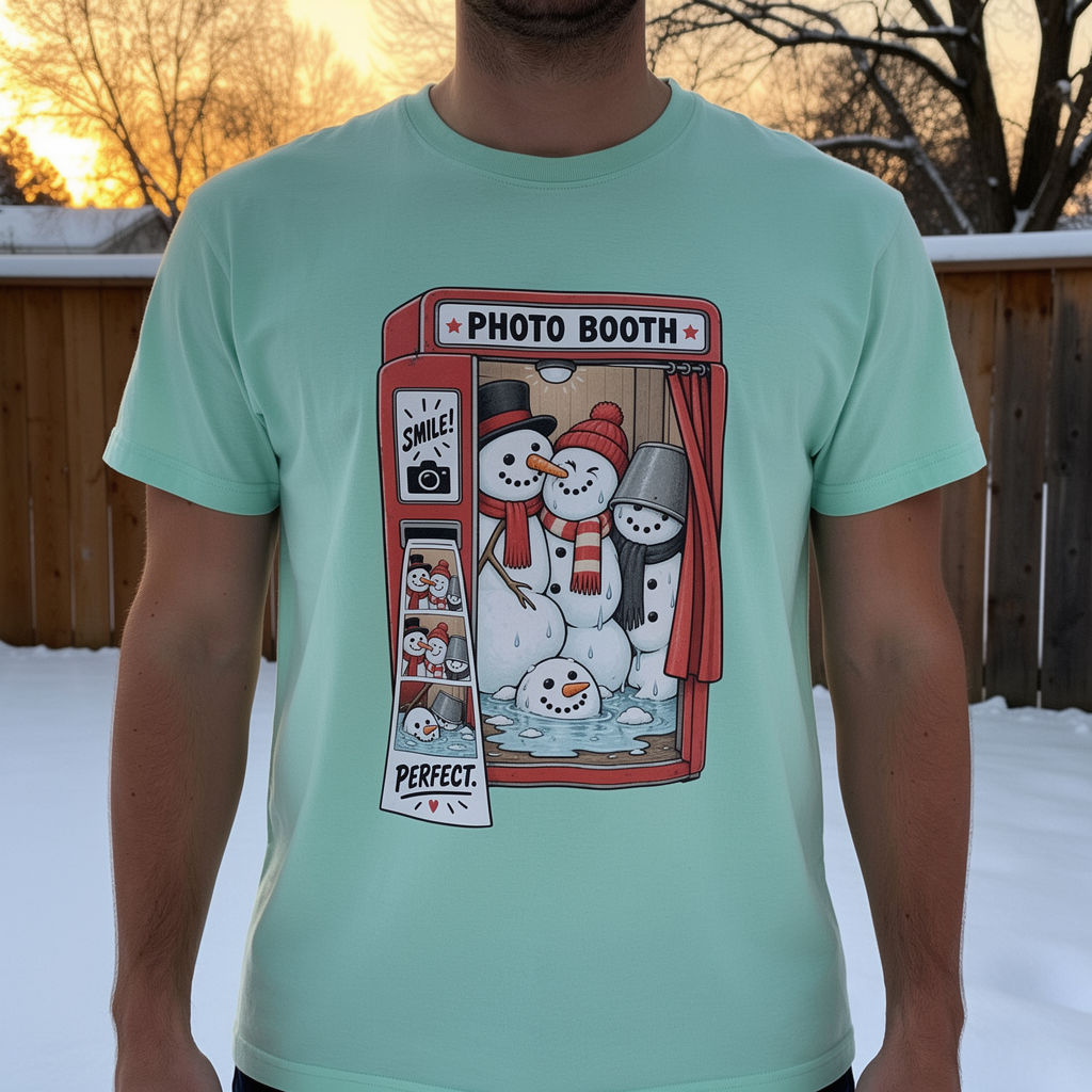 lifestyle scene ~ Say Freeze!~ Comfort Colors Premium T-Shirt ~ Snowman Dayz