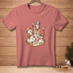 T-shirt with three snowmen holding martinis and text that reads "TO GOOD DECISIONS."