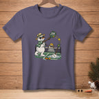 Snowmen playing pickleball on a court, one with a paddle that says "Dink Responsibly."