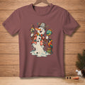 Snowman with maracas and parrot, "Feel the Rhythm" text.