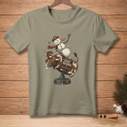 Snowman riding a bull mechanical bull with "Eight Seconds" text.