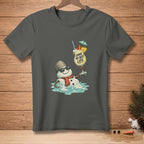 Melting snowman in sunglasses and scarf holding cocktail with text "LIVING MY BEST LIFE".