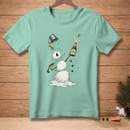 Melting snowman with champagne bottle and "Celebrate Responsibly" label.