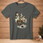 Snowmen cooking vegetables in a wok with text "WOK THIS WAY".