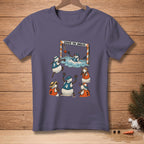Snowmen playing water polo with text "COVER THE ANGLES."