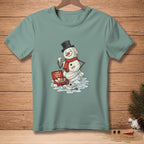 Melting snowman with first aid kit and bandages, "That Should Do It." text.