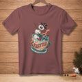 Snowman in a teacup with a carrot nose and "FASTER" text.