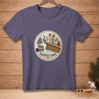 T-shirt with melting snowman at bar with cocktails and text "PLAYED IT SAFE."