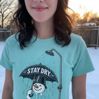 lifestyle scene ~ Stay Dry: Umbrella Under The Shower ~ Comfort Colors Premium T-Shirt