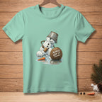 Snowman with bucket hat and mallet near coconut with "ALMOST GOT IT." text.