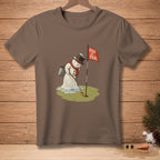 Melting snowman golfing with a golf ball and a flag reading "PAR IS PAR."