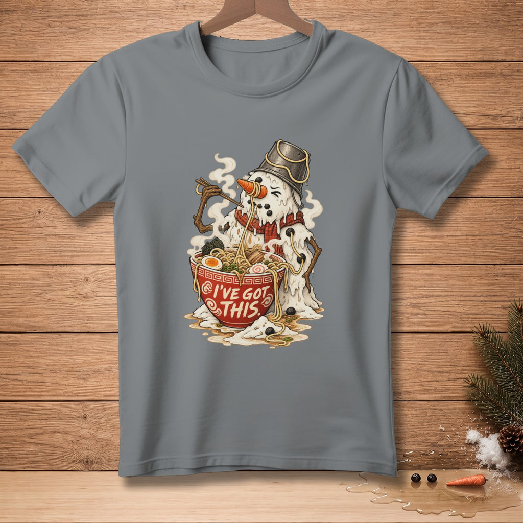 Melting snowman eating ramen with text "I'VE GOT THIS".