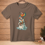 Melting snowman playing ukulele with a parrot on its head, text reads SOLO.