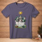 Melting snowmen in football uniforms holding a sign that says "BREAK!".