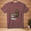 Bigfoot plays chess with a melted snowman next to a bucket with "Your Move" text.