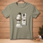 Melting snowman wearing a top hat and a belt labeled "CORE SUPPORT" looks in a mirror.