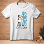 Snowman on ladder painting tropical scene with text "Nailed It".