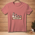 Shirt with snowmen drinking wine and text "FLIGHT RISK"