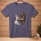 Bigfoot plays tic-tac-toe with a melting snowman, text reads "BEST TWO OUT OF THREE."