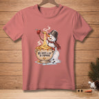 Snowman eating spaghetti with text "WE HAVE A LOT IN COMMON."