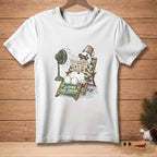 Snowman relaxing in a deck chair reading "Retirement Times" with "Living the Dream" text.