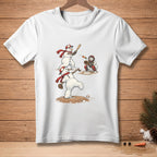 Snowmen playing baseball with a pitcher, batter, and catcher.