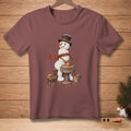 Snowman with a hat and scarf using a pottery wheel with "CENTERED" text.
