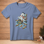 Melting snowman with beer bottles, bucket, and "SAVE THE BEER" text on shirt.