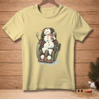 Snowman in a massage chair with a drink and a "Relaxing" sign.