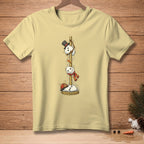 Yellow t-shirt with three snowmen climbing a pole. "Fast Response" text below.