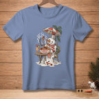 Snowman eating spaghetti under an umbrella, text "KEEP IT CLASSY".