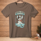 T-shirt with melting snowman at a misting station, text "Misting Station AHHHHH".