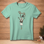 Mint green t-shirt with a melting snowman graphic that says "Trust the Process".