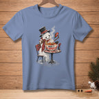 Snowman in top hat eating ramen, "Make It Spicy" text on bowl.