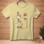T-shirt with cartoon of melting snowmen playing basketball with text "Take Your Time."