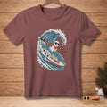 Snowman surfing a wave on a surfboard with text "STILL COUNTS."