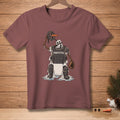 Snowman catcher melting in baseball gear with "PROTECTED." on chest protector.