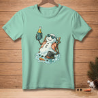 Melting snowman in lounge chair holding drink with text "Protect What Matters."