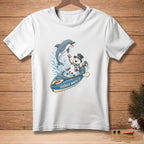 Snowman in kayak with dolphin, text "Totally Worth It."