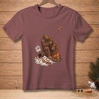 Bigfoot roasting a marshmallow over a campfire with text "I LIKE IT CRISPY."