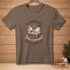 T-shirt with snowmen in a tub, text "It seemed like such a great idea."