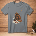 Bigfoot roasting a marshmallow over a campfire with text "I LIKE IT CRISPY".