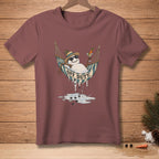 Snowman in a hammock wearing sunglasses and a hat with "Off Duty" text.