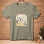 Snowmen playing squash in a court, one hits a ball, another rests.