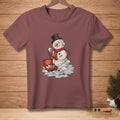 Snowman melting with a first aid kit, bandage, and text "That Should Do It."