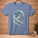 Snowman surfing a wave on a surfboard with "Still Counts." text.